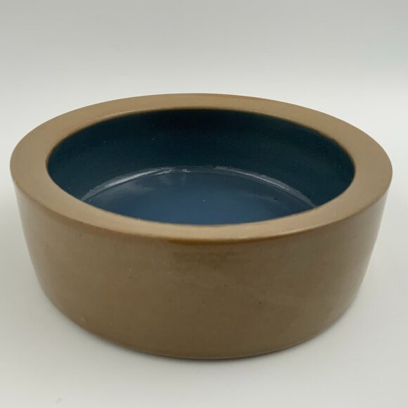 Crock Blue & Tan Dog Bowl Dish Pottery 7.5-inch X 2.5” - Picture 3 of 5